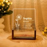Personalised Birth Flower Name Definition LED Night Light Home Decor Birthday Gift for Women