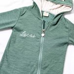 Henkilökohtainen monivärinen kirjailtu nimi pupu korvat 100% puuvilla Bodysuit integroitu vetoketju Syntymäpäivä pääsiäinen vauva kaste lahja pikkulap