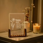 Personalised Birth Flower Name Definition LED Night Light Home Decor Birthday Gift for Women