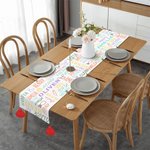 Personalisierte Bunny Ostereier Wort Wolke Tischläufer mit Namen und Quasten Tischdekoration Ostern Party Favors Geschenk für Familie