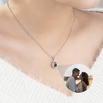 Personalized Water Droplets Photo Projection Zircon Necklace Anniversary Birthday Valentine's Day Gift for Women