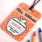 Personalizzato classico stile quaderno di composizione di mele su due lati Hall Pass Lanyard insegnante Scuola Back to School Appreciation Week Gift Insegnante primario