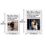 Personalized New York Times Style Love Heart Photo Canvas Painting with Names Year Wall Decor Birthday Valentine's Day Anniversary Gift for Couple