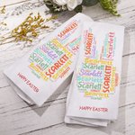 Conejito personalizado Nube de palabras Feliz Pascua Secado rápido Toalla con nombre Regalo de Pascua para la familia
