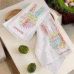 Conejito personalizado Nube de palabras Feliz Pascua Secado rápido Toalla con nombre Regalo de Pascua para la familia