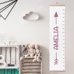 Henkilökohtainen nuoli nimi Irrotettava kangas Kid mittaaminen korkeus kasvukartta viivoitin Nursery Toddler huoneen seinä sisustus syntymäpäivälahja pojille tytöille