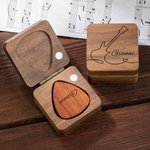 Plettro di legno personalizzato per chitarra e basso e custodia magnetica con testo inciso accessori musicali regalo di compleanno per chitarristi
