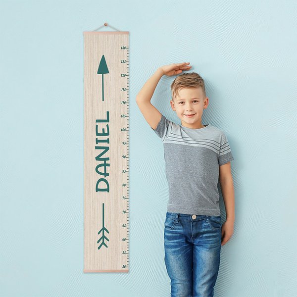 Henkilökohtainen nuoli nimi Irrotettava kangas Kid mittaaminen korkeus kasvukartta viivoitin Nursery Toddler huoneen seinä sisustus syntymäpäivälahja pojille tytöille