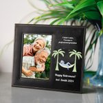 Personalisierte Seaside Urlaub Muster Ruhestand Leder Fotorahmen mit Texten Ruhestand Geschenk für Familie Freund Kollege