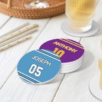Sottobicchieri personalizzati in ceramica multicolore con nome e numero Set di 4 regali di compleanno per gli amanti dello sport