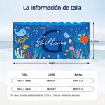 Toalla de playa personalizada mundo marino extra grande de microfibra y secado rápido con inicial y nombre regalo para niños en viajes y veranos