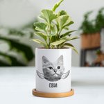 Personligt husdjursfoto Namn Keramisk växtkruka med dränering och bambubas Heminredning Minnesmärke Sympati Minnesgåva för förlust av husdjur