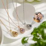Personalized Water Droplets Photo Projection Zircon Necklace Anniversary Birthday Valentine's Day Gift for Women