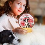 Gepersonaliseerd Cartoon Honden Portret Gebrandschilderd Glas Effect LED Nachtlampje met Houten Voet Uniek Verjaardagscadeau Huisdierbezitter