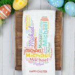 Conejito personalizado Nube de palabras Feliz Pascua Secado rápido Toalla con nombre Regalo de Pascua para la familia