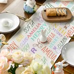 Personalisierte Bunny Ostereier Wort Wolke Tischläufer mit Namen und Quasten Tischdekoration Ostern Party Favors Geschenk für Familie