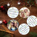 Personalised Double Sided Friendship Bracelet 2025 Eras Tour Style Ceramic Christmas Ornament with Photo Christmas Tree Decor Gift for Music Lover