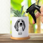 Personligt husdjursfoto Namn Keramisk växtkruka med dränering och bambubas Heminredning Minnesmärke Sympati Minnesgåva för förlust av husdjur