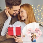 Personalized Double-sided Cartoon Hugging Couple Heart Building Block Puzzle with Date and Name Valentine's Day Anniversary Gift for Couple