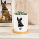 Personligt husdjursfoto Namn Keramisk växtkruka med dränering och bambubas Heminredning Minnesmärke Sympati Minnesgåva för förlust av husdjur