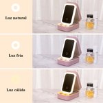 Caja de joyería personalizada de cuero PU con nombre espejo LED y corona de flores de nacimiento esencial para viaje y regalo de cumpleaños para mujer