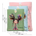 Personalised Whimsical Quirky Girl Button Book Sleeve Padded Protector with Name Birthday Back to School Gift for Book Lovers Readers