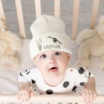 Personalisierte niedlichen Reed Mallard Baby Beanies Hut mit gestickten Namen Geburtstag Baby Taufe wärmer Geschenk für Kleinkind Junge Mädchen