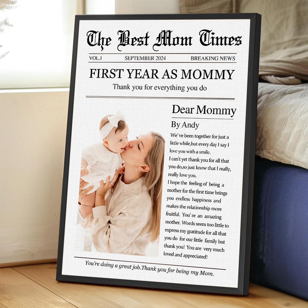 Poster personnalisé "The Best Dad Mom Times" Peinture murale sur toile avec texte et photo Cadeau de pendaison de crémaillère pour nouveaux parents