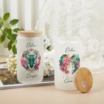 Personalised Watercolour 12 Constellation Sign Zodiac Design 20oz  Glass with Bamboo Lid and Straw Birthday Anniversary Gift for Astrology Enthusiast