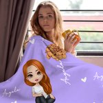 Coperta morbida personalizzata con nome e fiore di nascita a personaggio cartone animato regalo di compleanno o Natale per bambini