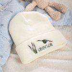 Personalisierte niedlichen Reed Mallard Baby Beanies Hut mit gestickten Namen Geburtstag Baby Taufe wärmer Geschenk für Kleinkind Junge Mädchen
