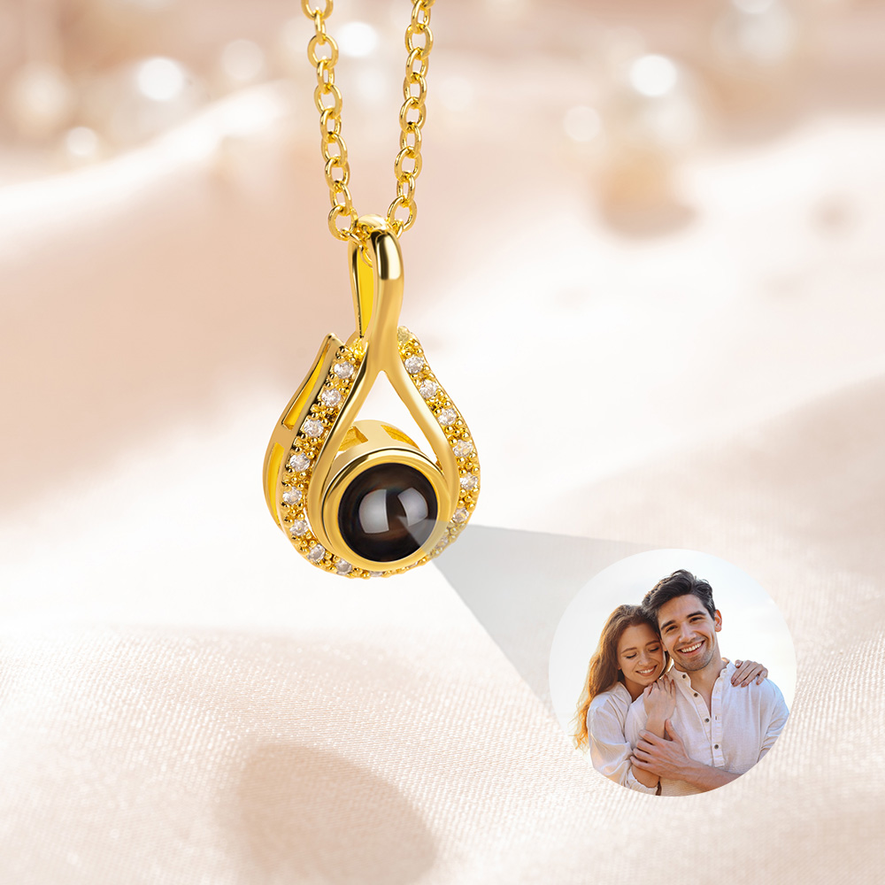 Collier de Zircon avec projection de gouttes d'eau Personnalisé Anniversaire Anniversaire Saint-Valentin Cadeau pour femme