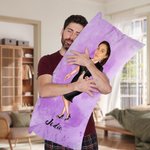 Personalized Watercolor Face Photo Cartoon Couple Soft Rectangle Pillow Cover with Name Home Decor Valentine's Day Housewarming Gift for Couple