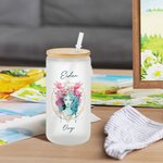 Personalised Watercolour 12 Constellation Sign Zodiac Design 20oz  Glass with Bamboo Lid and Straw Birthday Anniversary Gift for Astrology Enthusiast