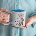 Taza de Cerámica Personalizada Floral Paso de Baile Zapatillas de Ballet 11oz con Nombre Cumpleaños Bailarina Pre-ensayo Ceremonia Regalo para Niñas Mujeres