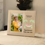 Personalisierte Seaside Urlaub Muster Ruhestand Leder Fotorahmen mit Texten Ruhestand Geschenk für Familie Freund Kollege