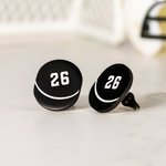 Pendientes personalizados con el número de hockey en negro Joyería minimalista Regalo de cumpleaños el día del partido para los miembros del equipo Amantes del hockey