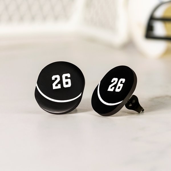 Personalised Black Hockey Number Earrings Minimalist Jewellery Game Day Birthday Gift for Team Members Hockey Lovers