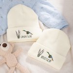 Personalisierte niedlichen Reed Mallard Baby Beanies Hut mit gestickten Namen Geburtstag Baby Taufe wärmer Geschenk für Kleinkind Junge Mädchen