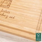 Planche à Découper en Bambou FSC Personnalisée avec Texte Rainure pour Jus de Fruits Cadeau Pendaison de Crémaillère pour Couple Famille Charcuterie
