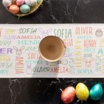 Personalisierte Bunny Ostereier Wort Wolke Tischläufer mit Namen und Quasten Tischdekoration Ostern Party Favors Geschenk für Familie
