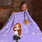 Coperta morbida personalizzata con nome e fiore di nascita a personaggio cartone animato regalo di compleanno o Natale per bambini