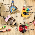 Gepersonaliseerde Glitter Luipaard Print Pencil Apple Regenboog kralen sleutelkoord en tas Tag Set terug naar school Waardering Gift voor leerkracht