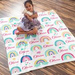 Personalised Colorful Rainbow Soft Throw Blanket with Name Home Decor Birthday Baby Shower Gift for Newborn Girl Boy