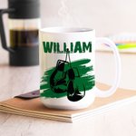 Personalisierte Multicolor Boxhandschuh Design 11/15oz Keramik Becher mit Namen Geburtstag Urlaub Geschenk für Sport Boxen Liebhaber