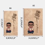 Personalisiertes Cartoon Lese-Mädchen Jungen 100 Seiten Notizbuch aus PU-Leder mit Geburtsblume und Namen Geburtstag Geschenk für Kinder Bücherwurm