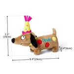 Personalisierte niedliche Geburtstag Hut Polka Dots Dackel Hund Puppe Spielzeug mit Namen Home Decor Adoption Day Party Geschenk für Hundeliebhaber Besitzer