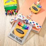 Gepersonaliseerde Glitter Luipaard Print Pencil Apple Regenboog kralen sleutelkoord en tas Tag Set terug naar school Waardering Gift voor leerkracht