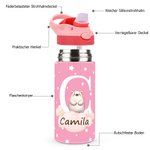 Personalisierte Isolierte Waldtier Kinder Trinkflasche 350ml mit Initiale Namen Silikonstrohhalm Geburtstag Schulanfang Geschenk für Jungen Mädchen