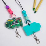 Personalisierte Glitter Regenbogen Buntstift Perlen Shaker Lanyard mit Namen Wertschätzung zurück zu Schule Geschenk für Lehrer
